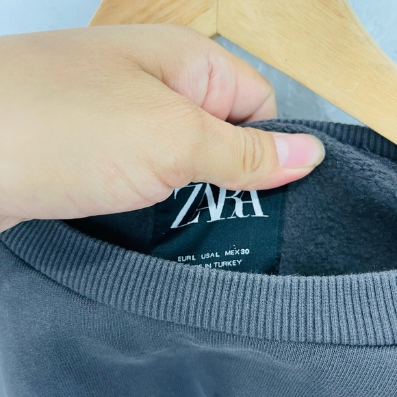 Zara Crystal Details Pullover Charcoal Grey Sweatshirt - Picture 6 of 8